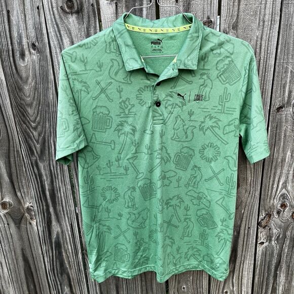 Puma X First Mile Golf Polo Mens Medium Green Desert Southwestern Performance - Picture 2 of 14